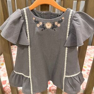 Tahari Gray Dress with Floral Accents